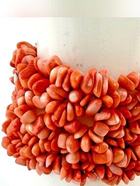 Pink Bamboo Coral Wide Cuff Stretch Bracelet Statement